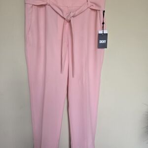 DKNY Women's Light Pink Tie-Waist Trousers